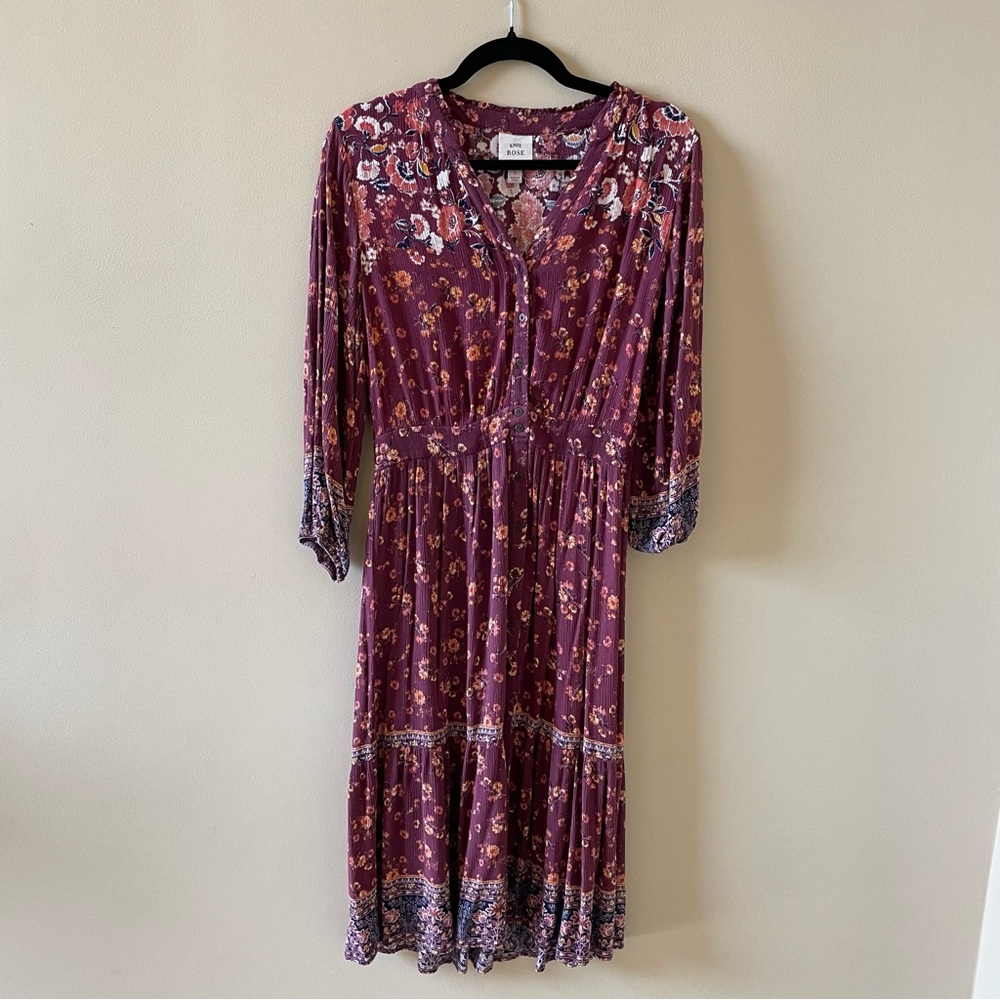 Knox Rose Burgundy Floral Midi Dress